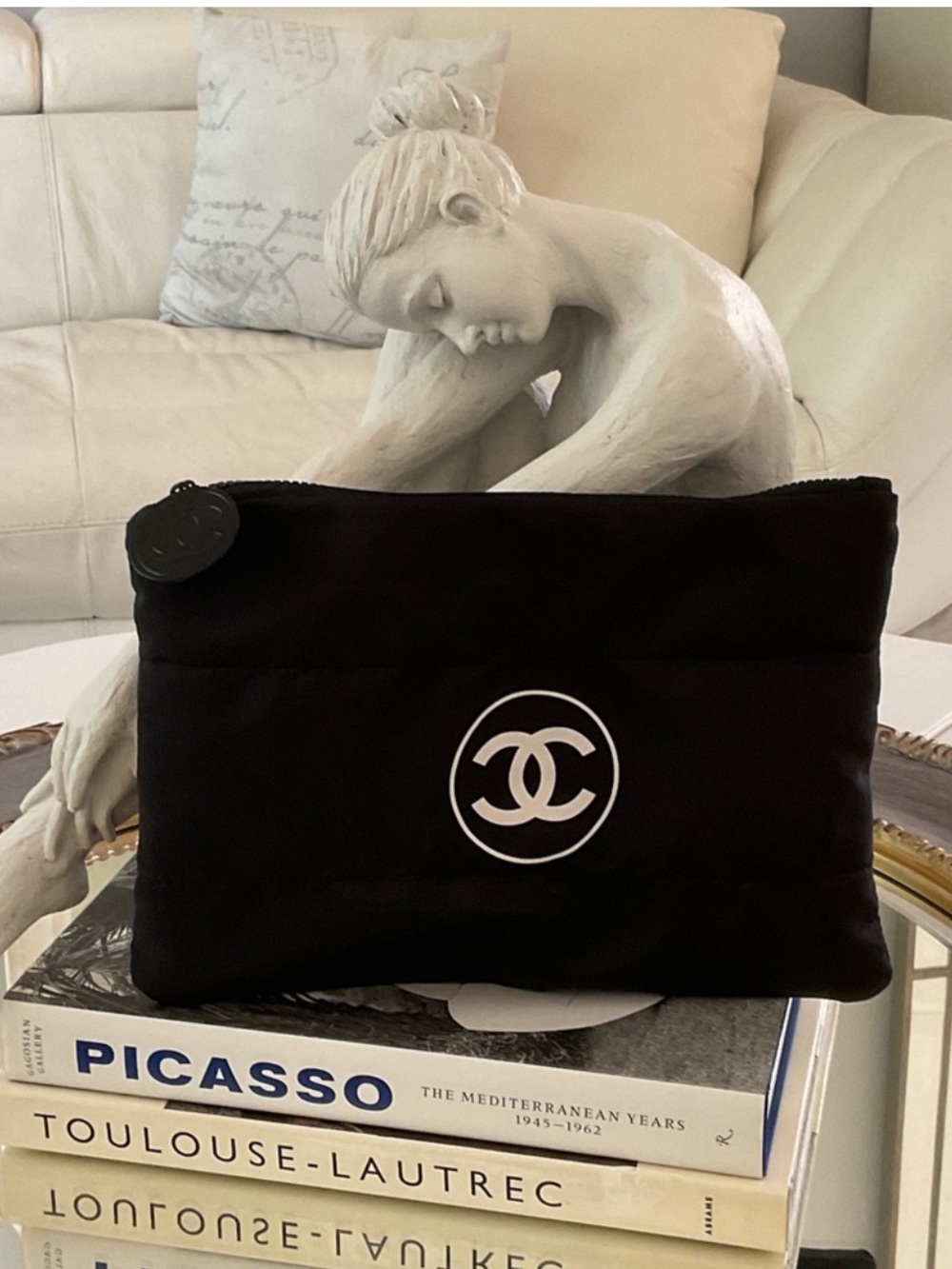 GWP Chanel Beauty Make Up Pouch Black With Dust Bag NWT